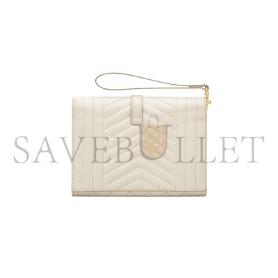 YSL ENVELOPE FLAP POUCH IN MIX MATELASSÉ GRAIN DE POUDRE LEATHER 651030BOW919207 (21*16*3cm)